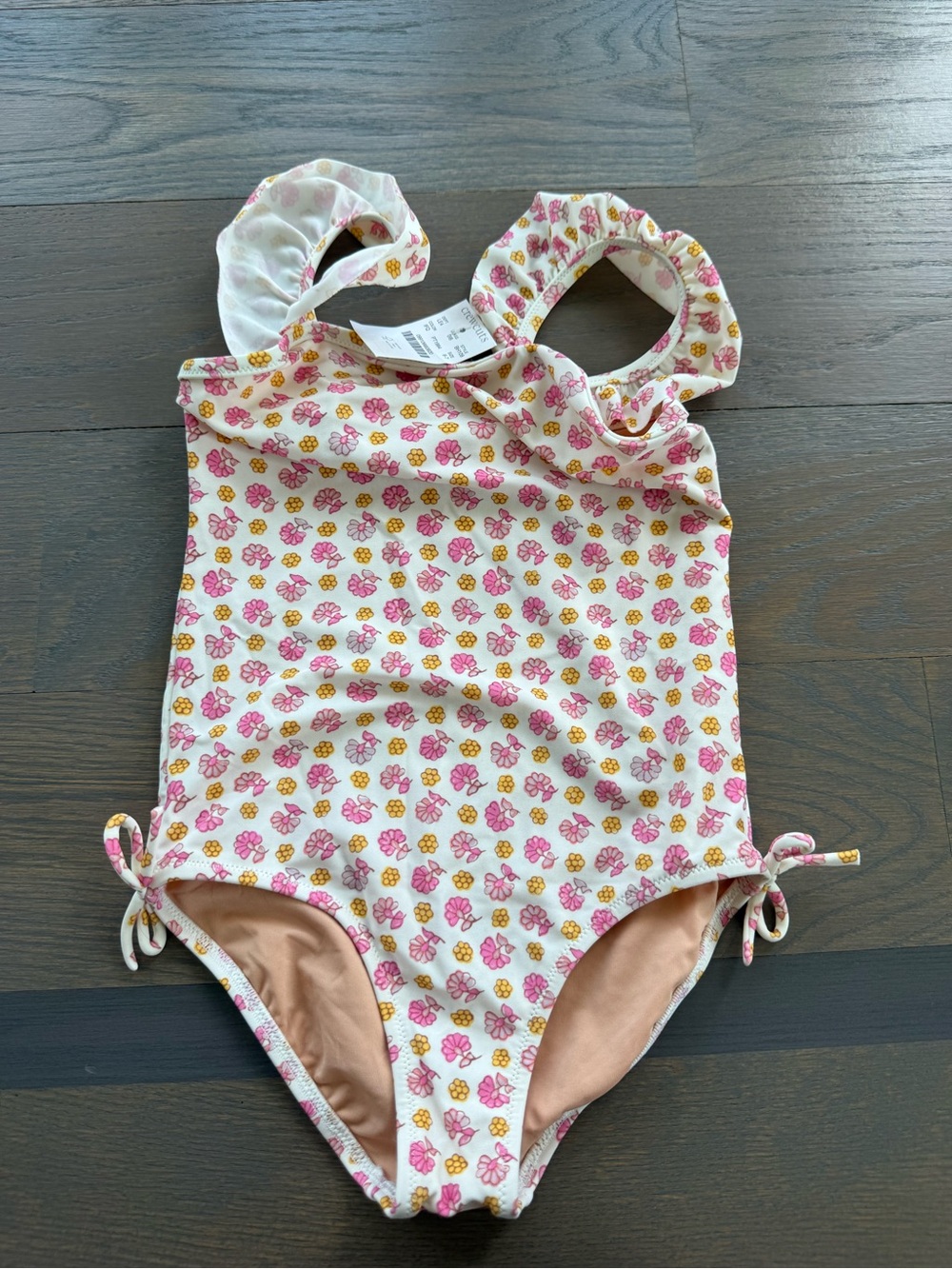 Crewcuts Pink and Yellow Floral Girls One-Piece Swimsuit